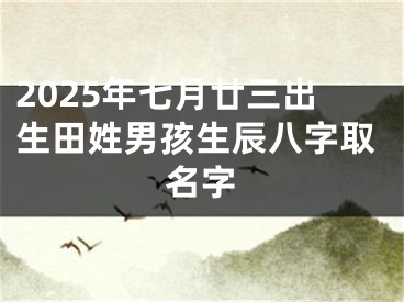 2025年七月廿三出生田姓男孩生辰八字取名字