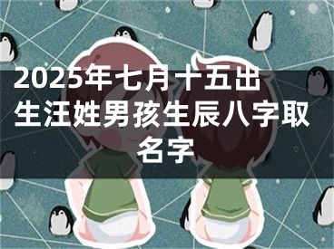 2025年七月十五出生汪姓男孩生辰八字取名字