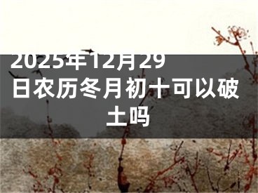 2025年12月29日农历冬月初十可以破土吗