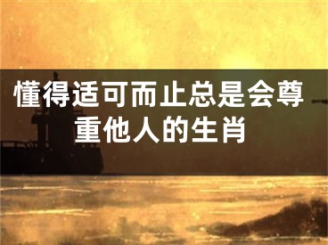 懂得适可而止总是会尊重他人的生肖
