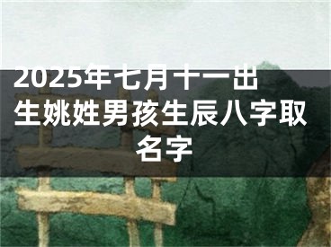 2025年七月十一出生姚姓男孩生辰八字取名字
