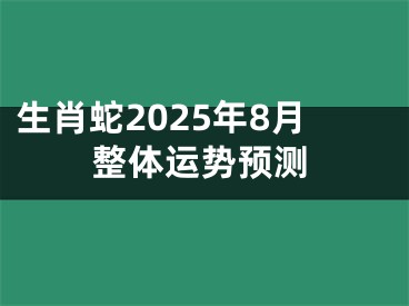 生肖蛇2025年8月整体运势预测