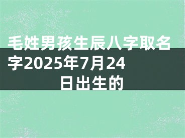 毛姓男孩生辰八字取名字2025年7月24日出生的