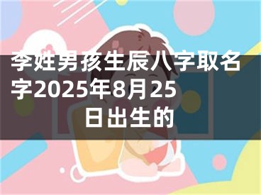 李姓男孩生辰八字取名字2025年8月25日出生的