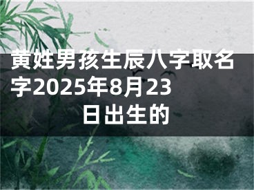黄姓男孩生辰八字取名字2025年8月23日出生的