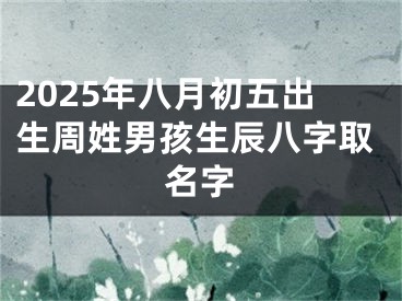 2025年八月初五出生周姓男孩生辰八字取名字