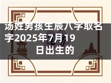 汤姓男孩生辰八字取名字2025年7月19日出生的