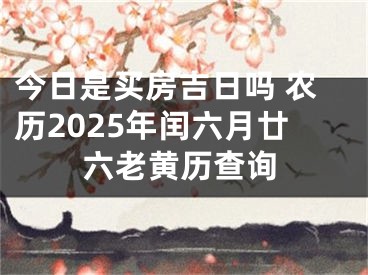 今日是买房吉日吗 农历2025年闰六月廿六老黄历查询