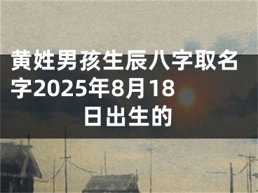 黄姓男孩生辰八字取名字2025年8月18日出生的