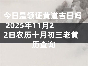 今日是领证黄道吉日吗 2025年11月22日农历十月初三老黄历查询