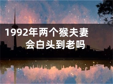 1992年两个猴夫妻会白头到老吗