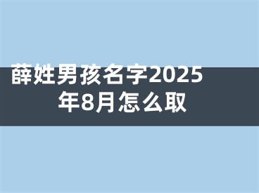 薛姓男孩名字2025年8月怎么取
