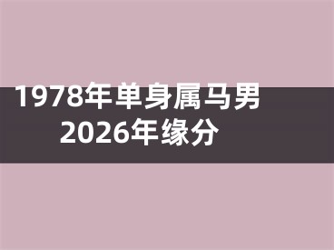 1978年单身属马男2026年缘分