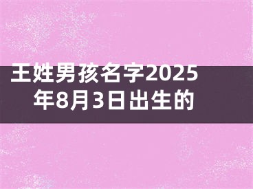 王姓男孩名字2025年8月3日出生的