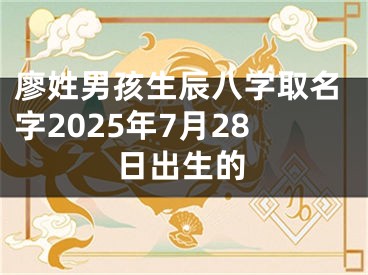 廖姓男孩生辰八字取名字2025年7月28日出生的