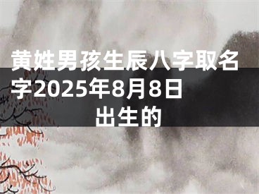 黄姓男孩生辰八字取名字2025年8月8日出生的