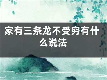 家有三条龙不受穷有什么说法
