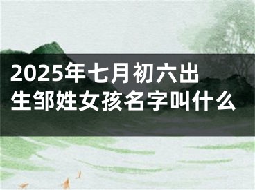 2025年七月初六出生邹姓女孩名字叫什么