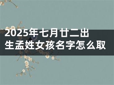 2025年七月廿二出生孟姓女孩名字怎么取