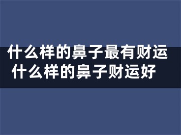 什么样的鼻子最有财运 什么样的鼻子财运好