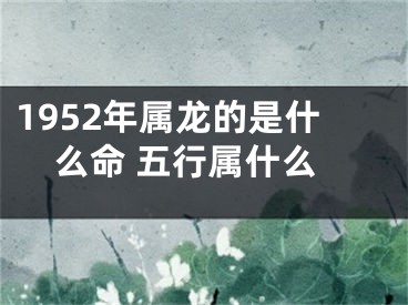 1952年属龙的是什么命 五行属什么
