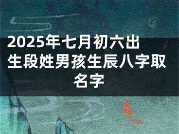 2025年七月初六出生段姓男孩生辰八字取名字