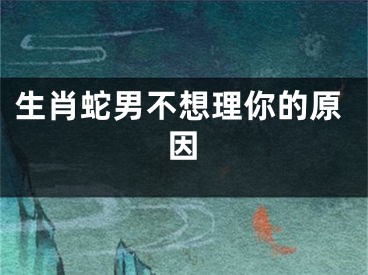 生肖蛇男不想理你的原因