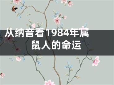从纳音看1984年属鼠人的命运