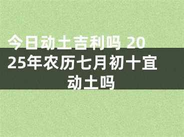今日动土吉利吗 2025年农历七月初十宜动土吗