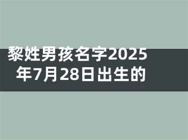 黎姓男孩名字2025年7月28日出生的