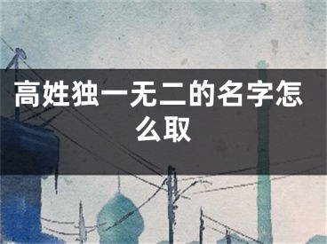 高姓独一无二的名字怎么取