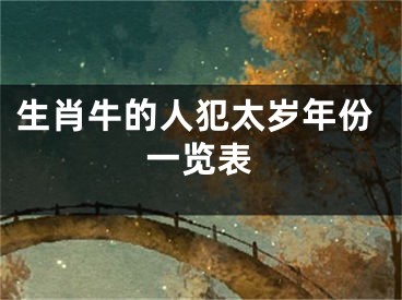 生肖牛的人犯太岁年份一览表