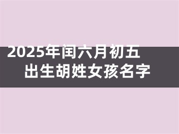 2025年闰六月初五出生胡姓女孩名字
