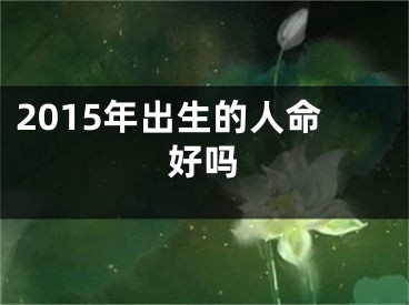2015年出生的人命好吗