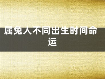 属兔人不同出生时间命运