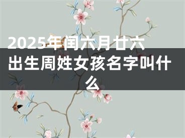 2025年闰六月廿六出生周姓女孩名字叫什么