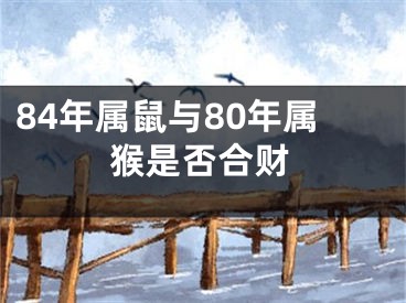 84年属鼠与80年属猴是否合财