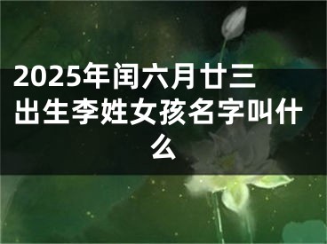 2025年闰六月廿三出生李姓女孩名字叫什么