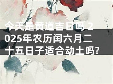今天是黄道吉日吗 2025年农历闰六月二十五日子适合动土吗?
