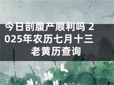 今日剖腹产顺利吗 2025年农历七月十三老黄历查询