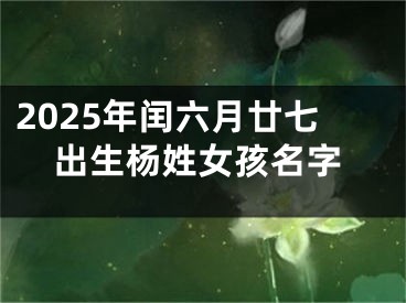 2025年闰六月廿七出生杨姓女孩名字