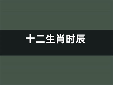 十二生肖时辰