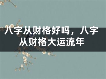 八字从财格好吗，八字从财格大运流年