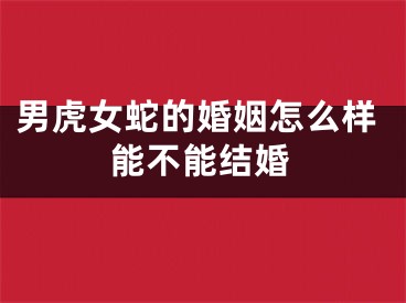 男虎女蛇的婚姻怎么样能不能结婚