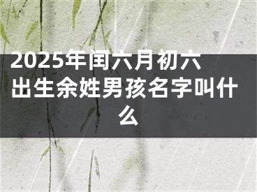 2025年闰六月初六出生余姓男孩名字叫什么