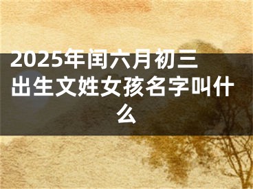 2025年闰六月初三出生文姓女孩名字叫什么