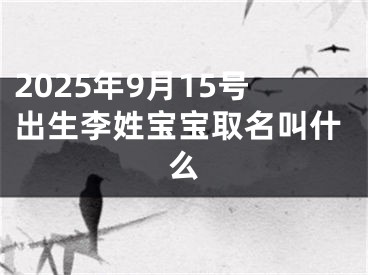 2025年9月15号出生李姓宝宝取名叫什么