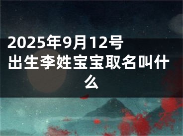 2025年9月12号出生李姓宝宝取名叫什么