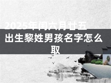 2025年闰六月廿五出生黎姓男孩名字怎么取
