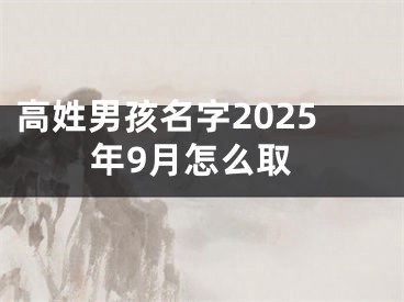 高姓男孩名字2025年9月怎么取